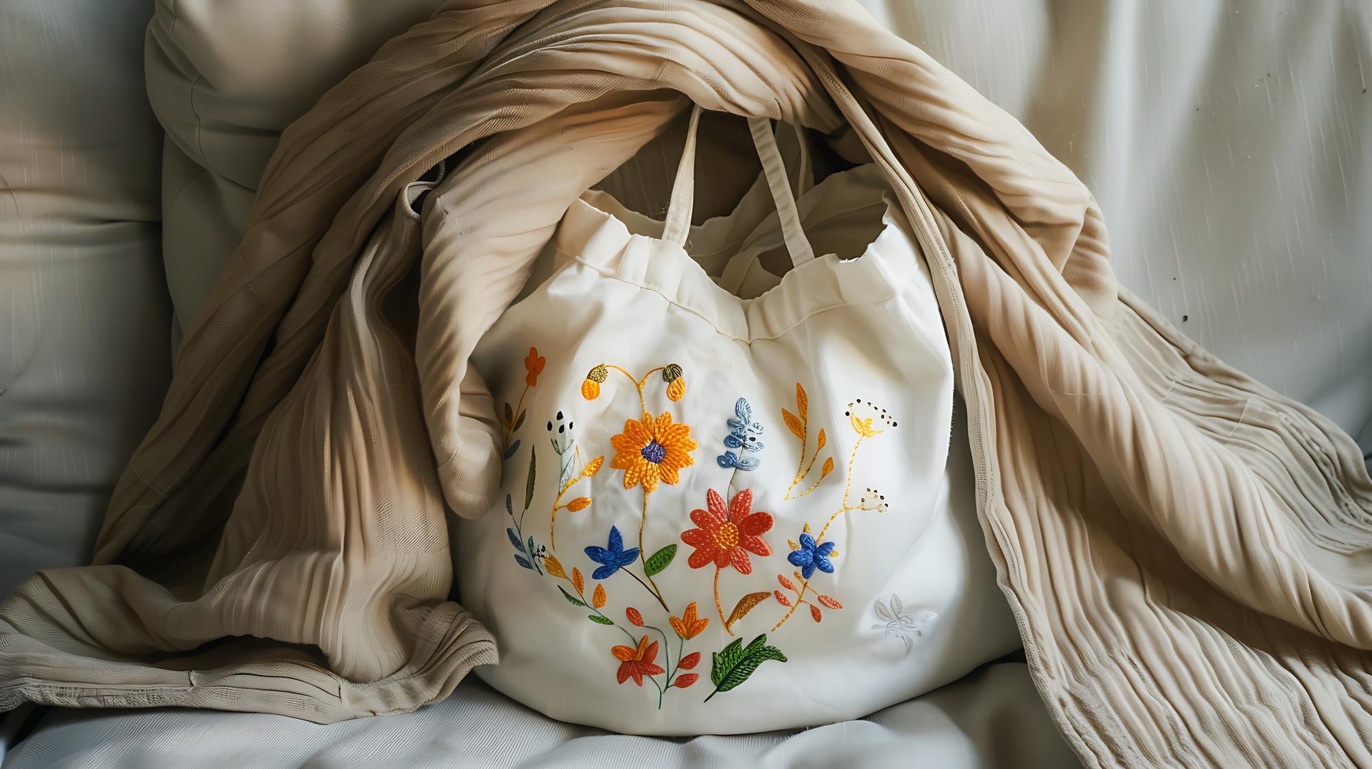 Monogram na lnianej torbie